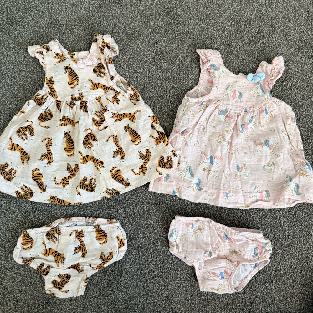 Mud Pie tiger & unicorn outfits 3-6m